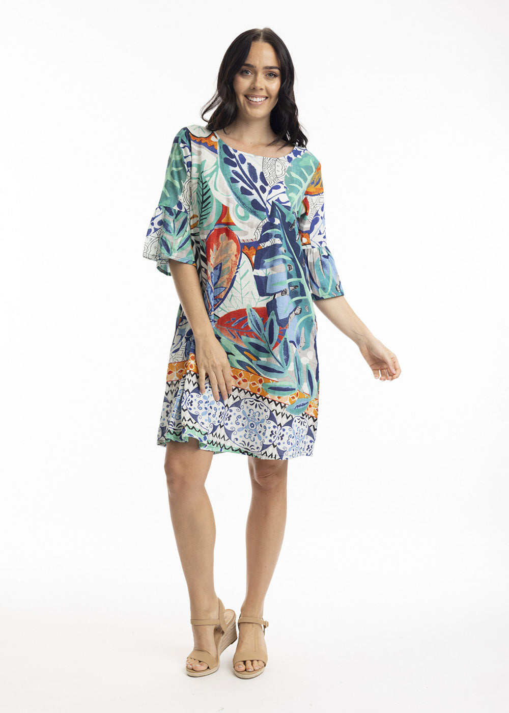 Cayman Frill Sleeve Dress