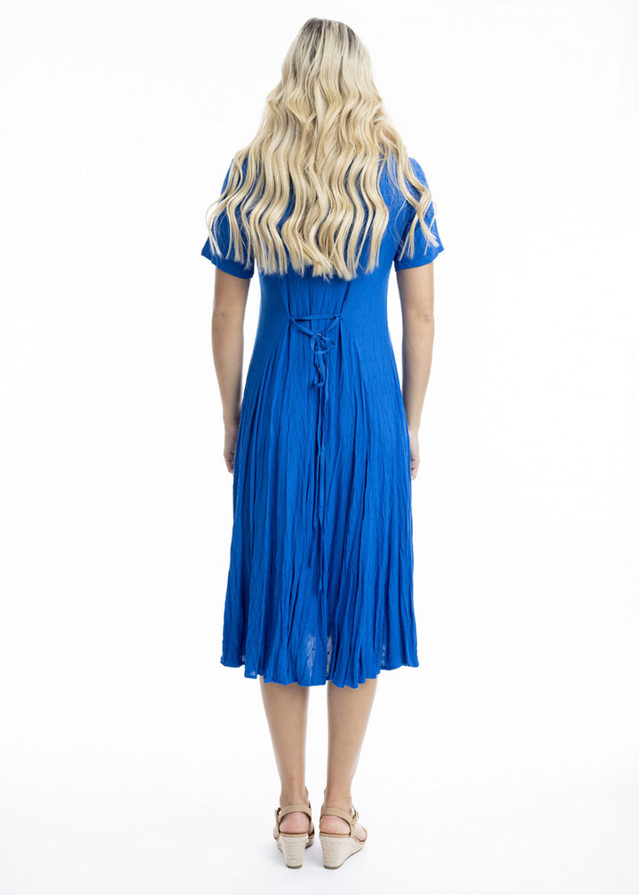 Dobby Godet Dress - Blue