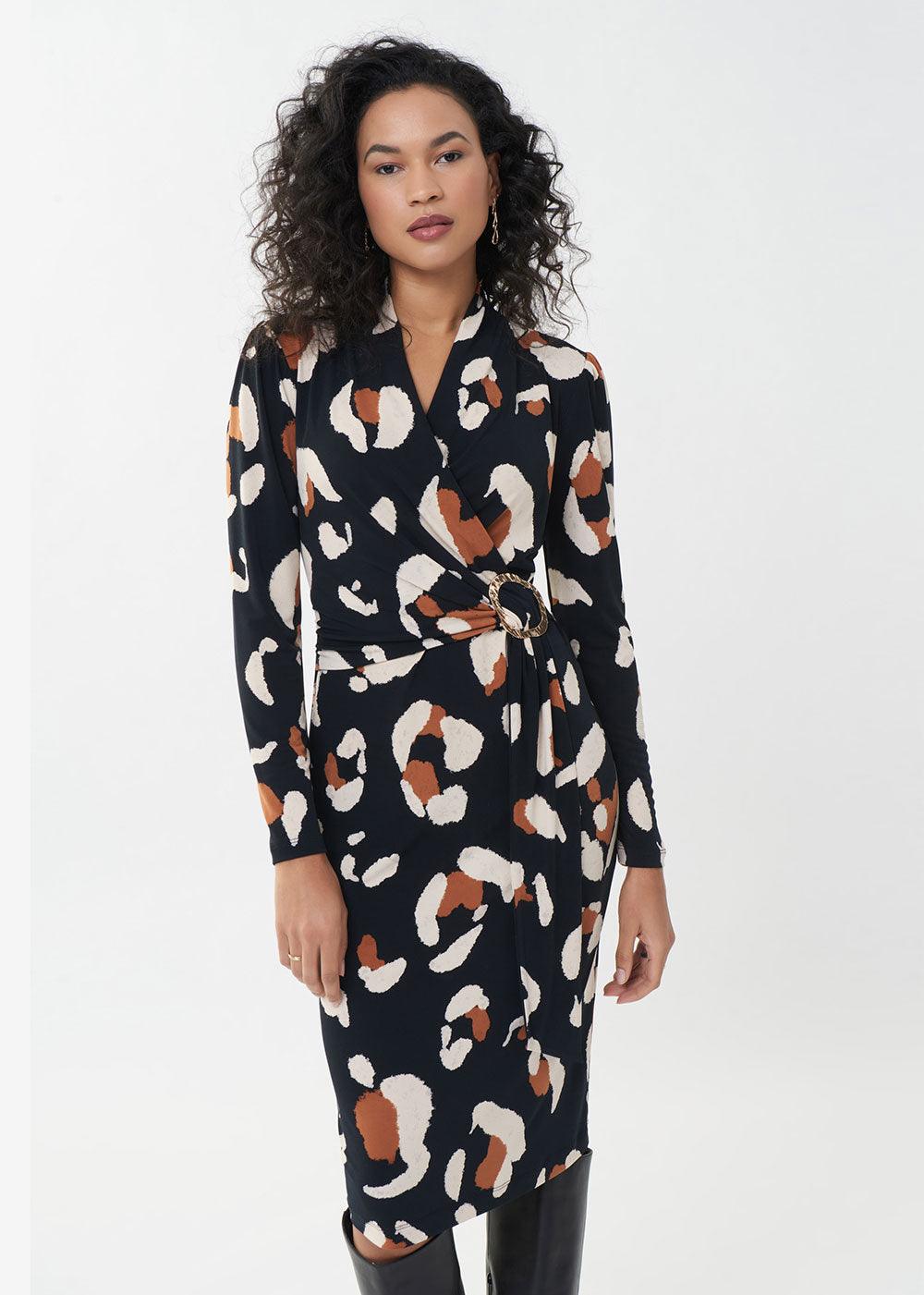 joseph leopard shirt dress Midi Dress Joseph Leopard Print Dress JOSEPH RIBKOFF Jose Satin Leopard Print Sheath Midi Dress