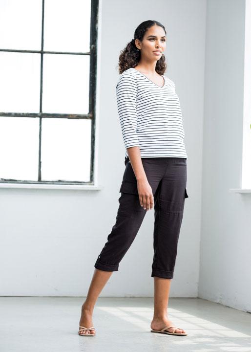 Alison Sheri Turn Up Trousers - Black - Justina Clothing