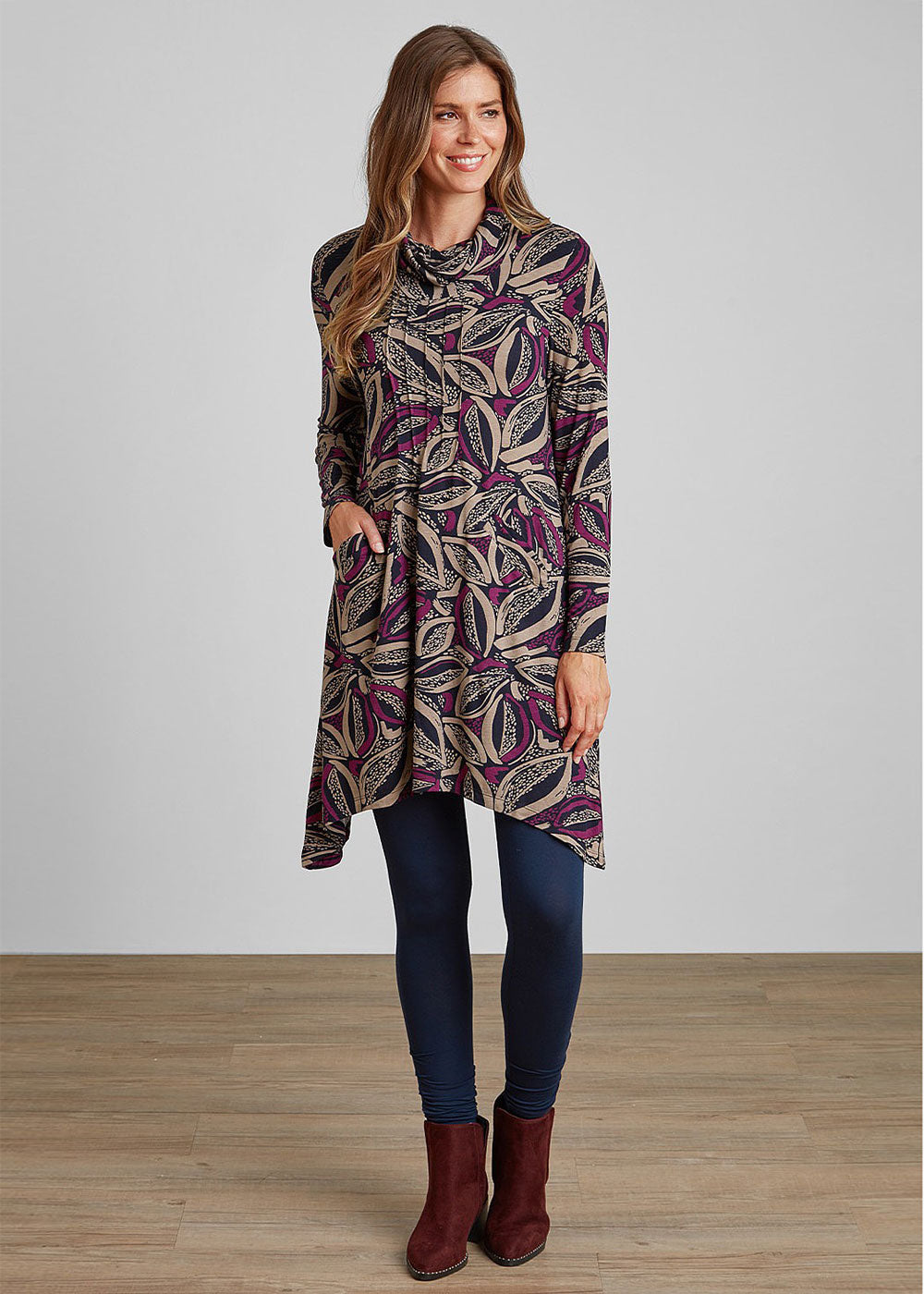 Abstract Leaf Mulberry Tunic