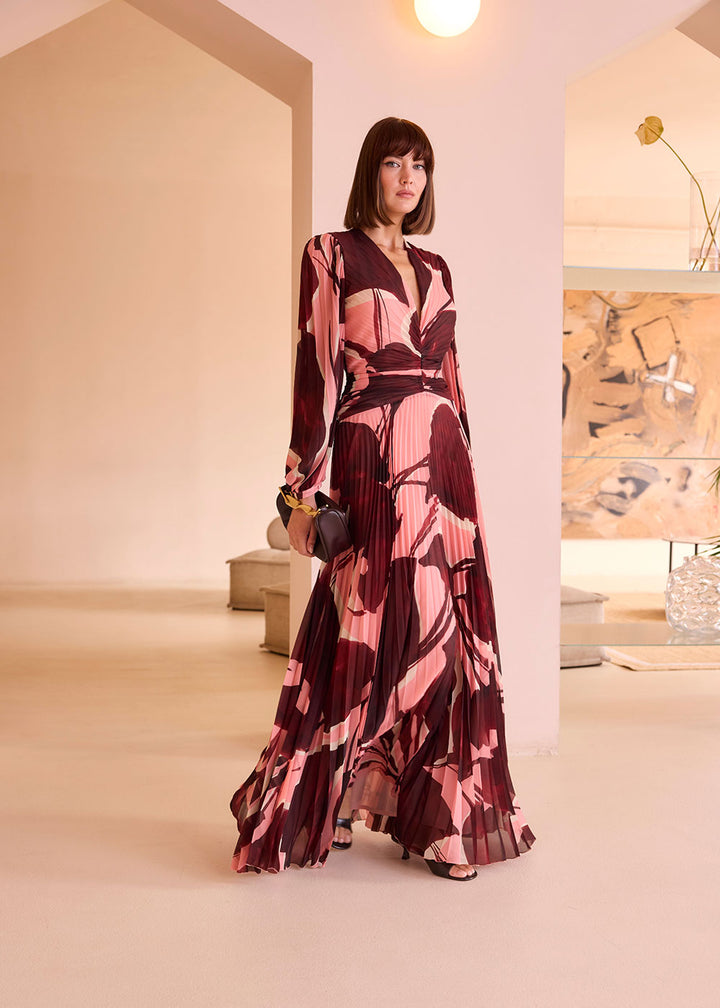 Pleated Chiffon Dress