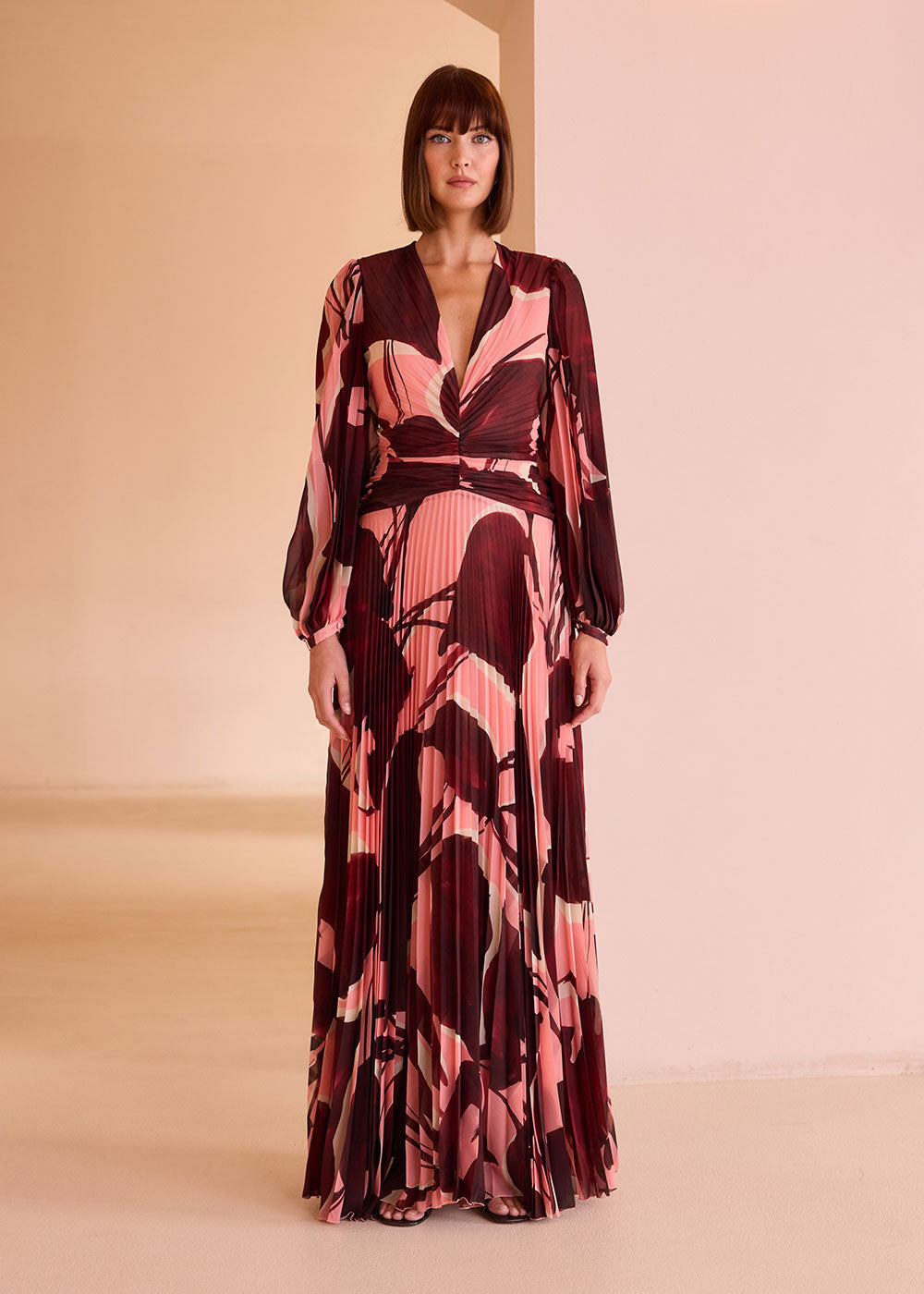 Pleated Chiffon Dress