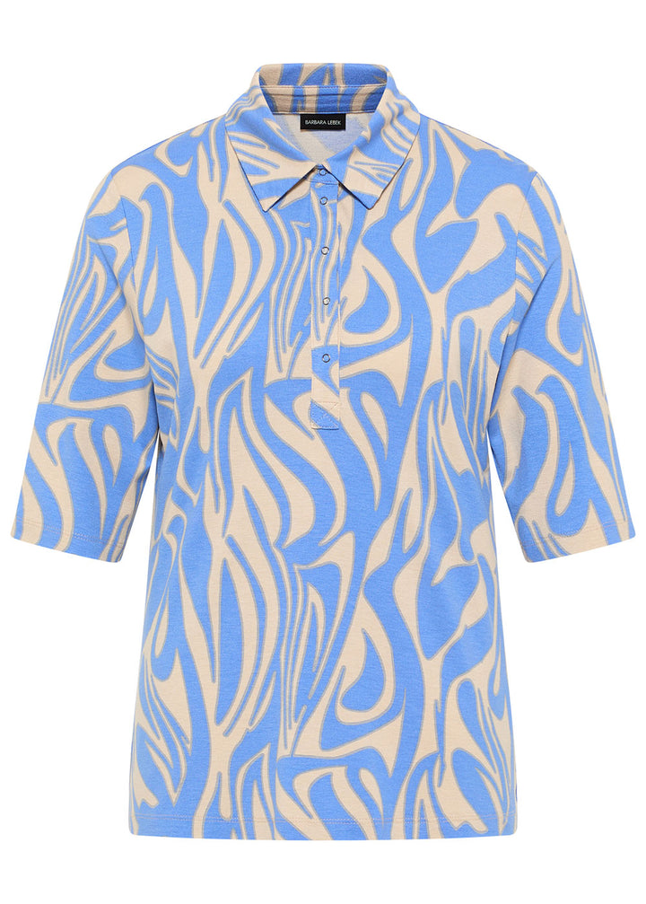 Light Blue Patterned Polo Top