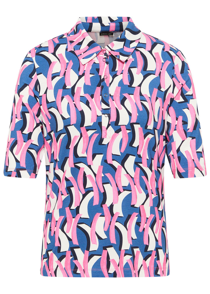 Pink Patterned Polo Top