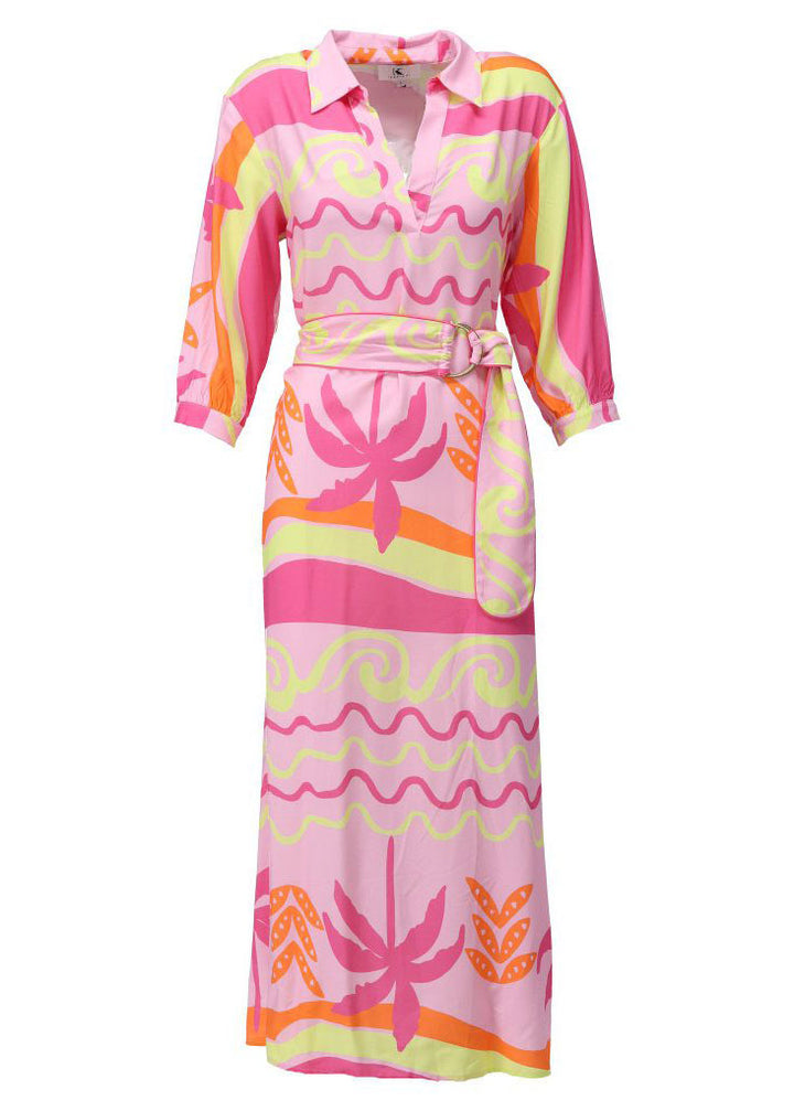 Swirl Print Belted Dress