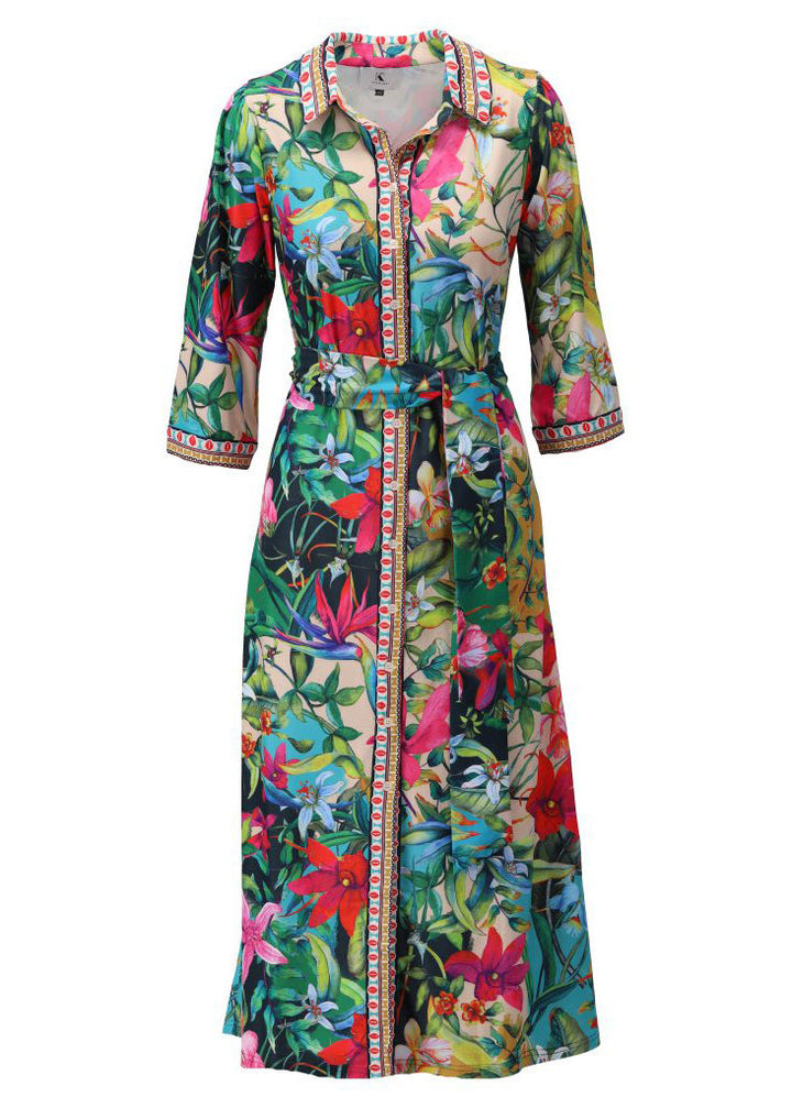 Tropical Print Shirt Dress