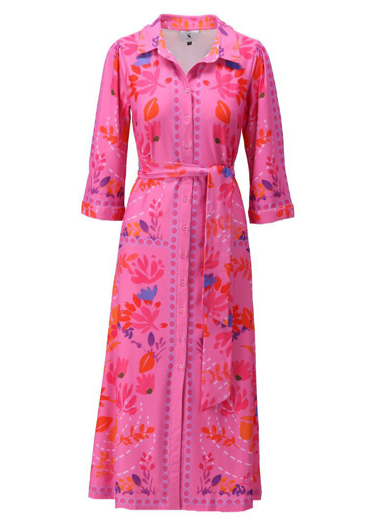 Pink Print Shirt Dress