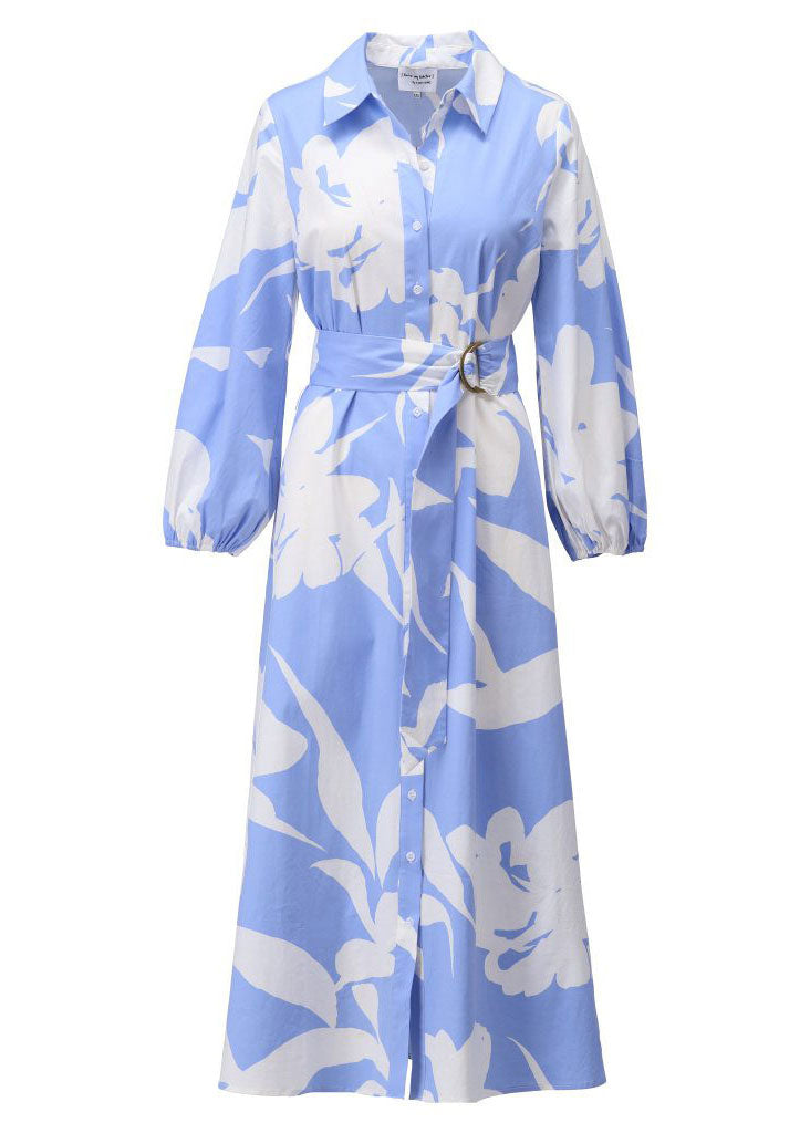 Blue Print Shirt Dress