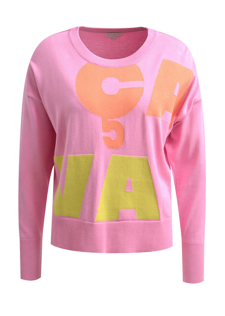 Text Crew Neck Sweater - Pink