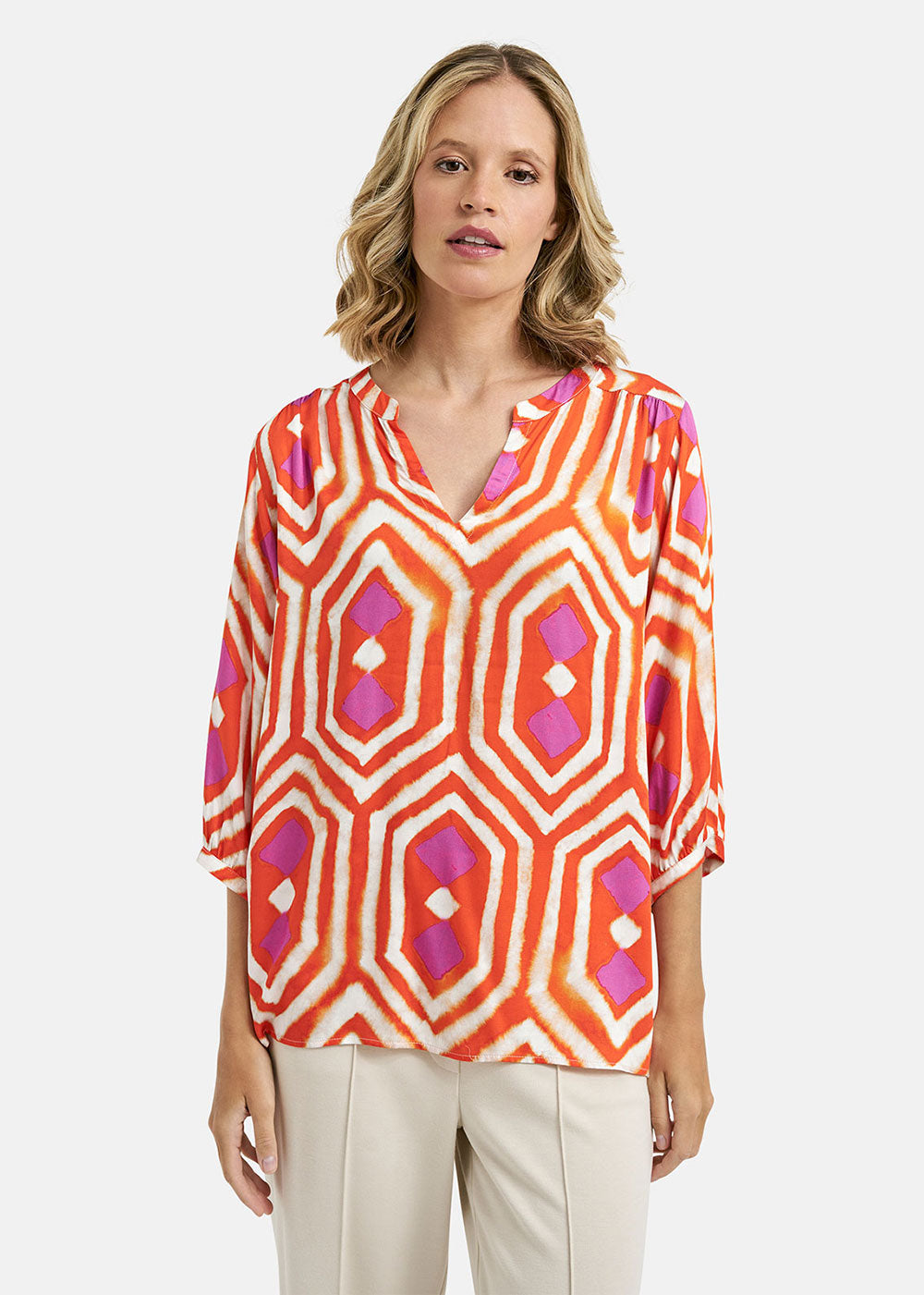 Orange Patterned Blouse