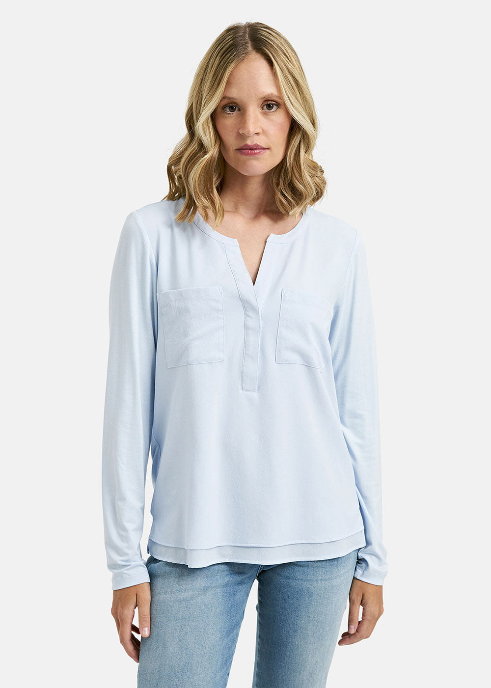 Jersey Chiffon Top - Sky Blue