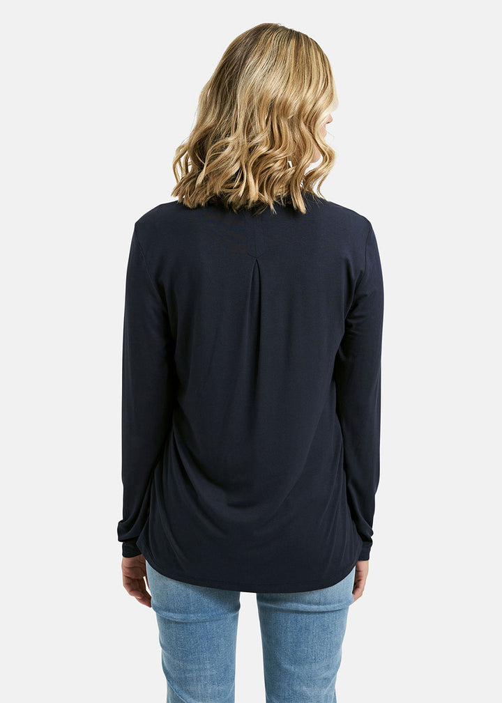 Jersey Chiffon Top - Navy