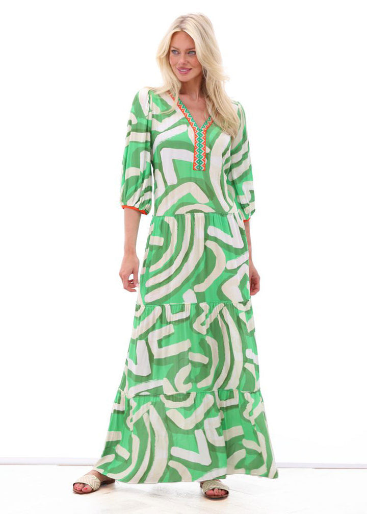 Green Abstract Maxi Dress