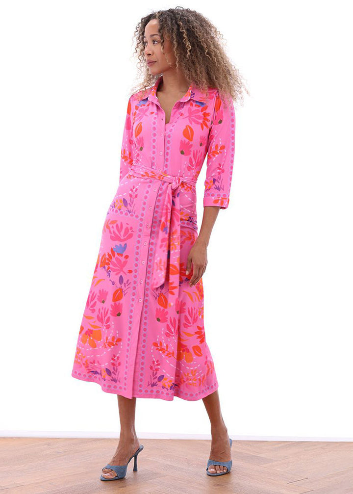 Pink Print Shirt Dress