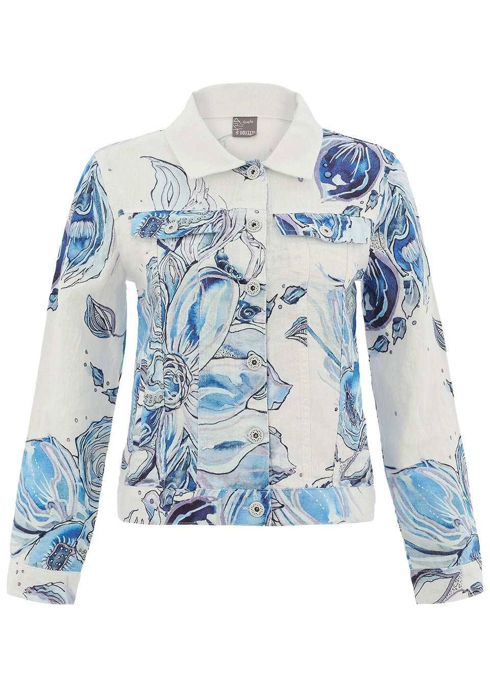 Blue Flowers Linen Jacket