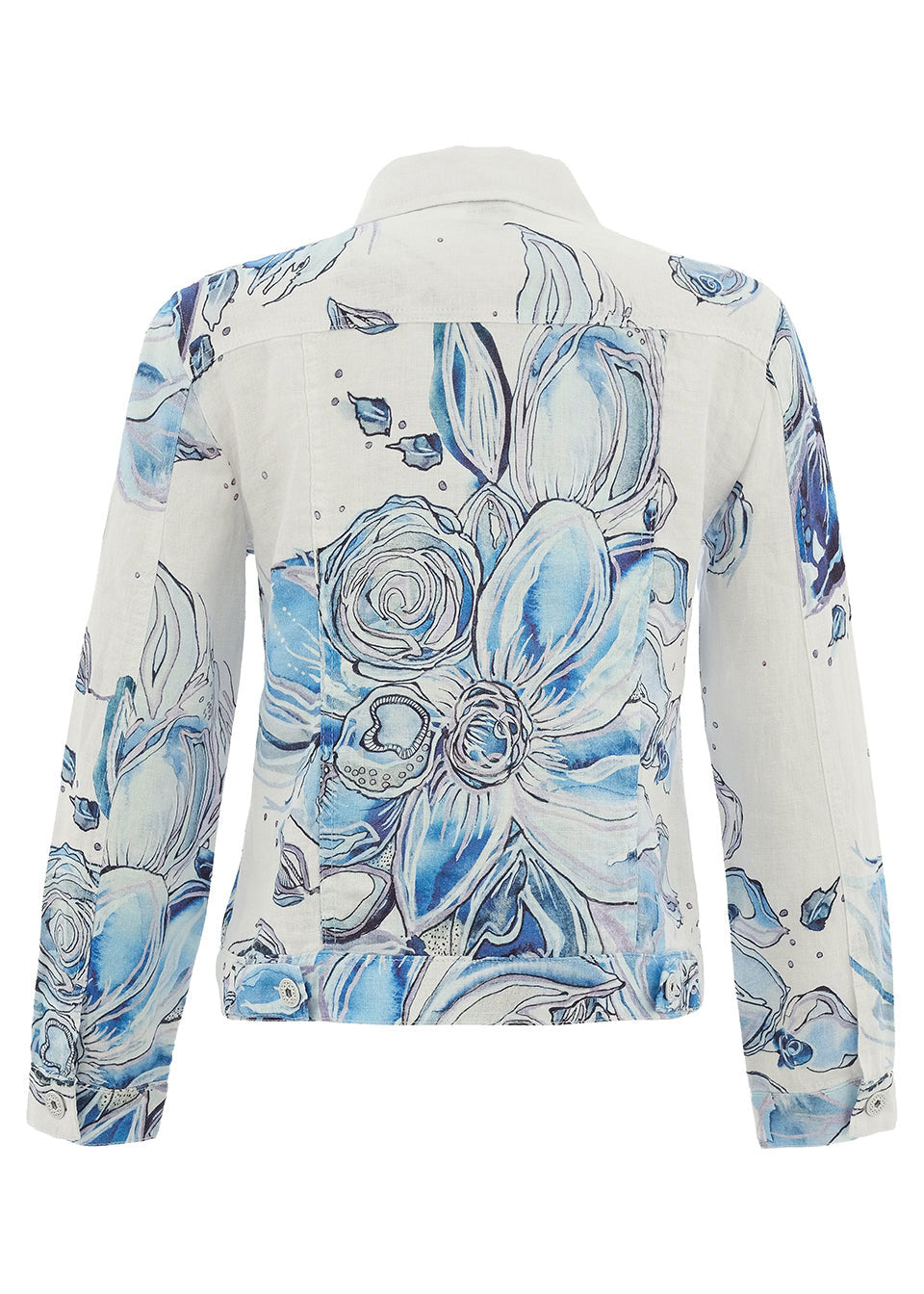 Blue Flowers Linen Jacket