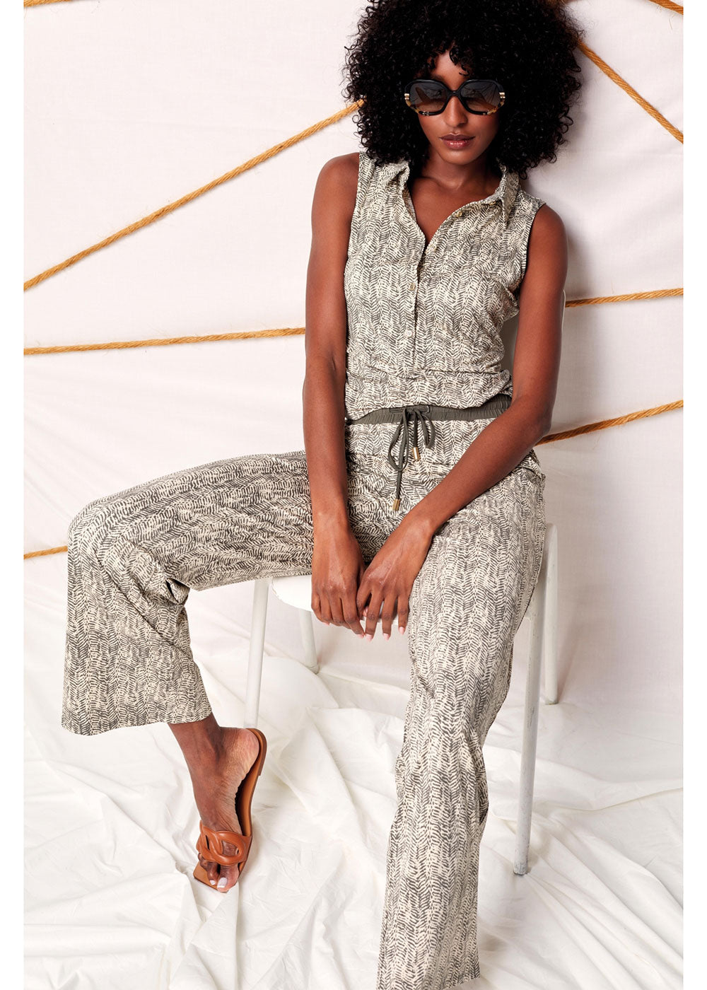 K-Design Khaki Print Jumpsuit