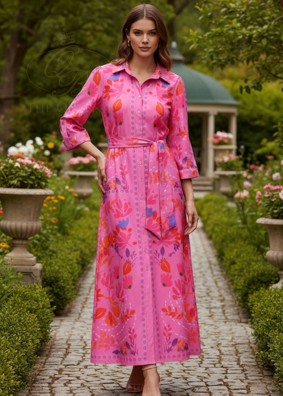 Pink Print Shirt Dress