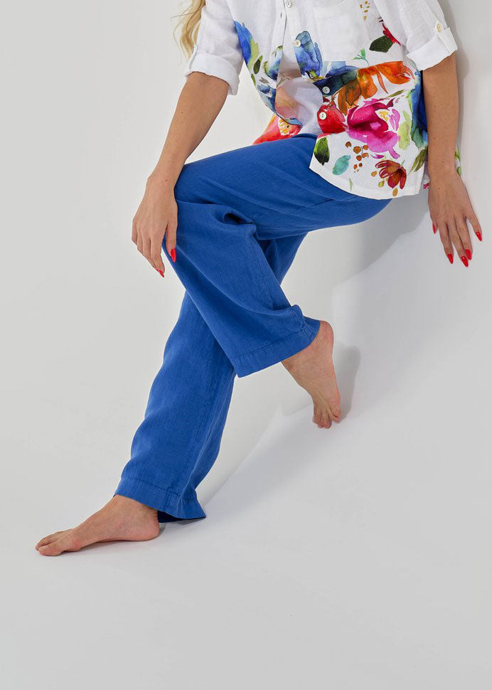 Relaxed Linen Wide Leg Trousers