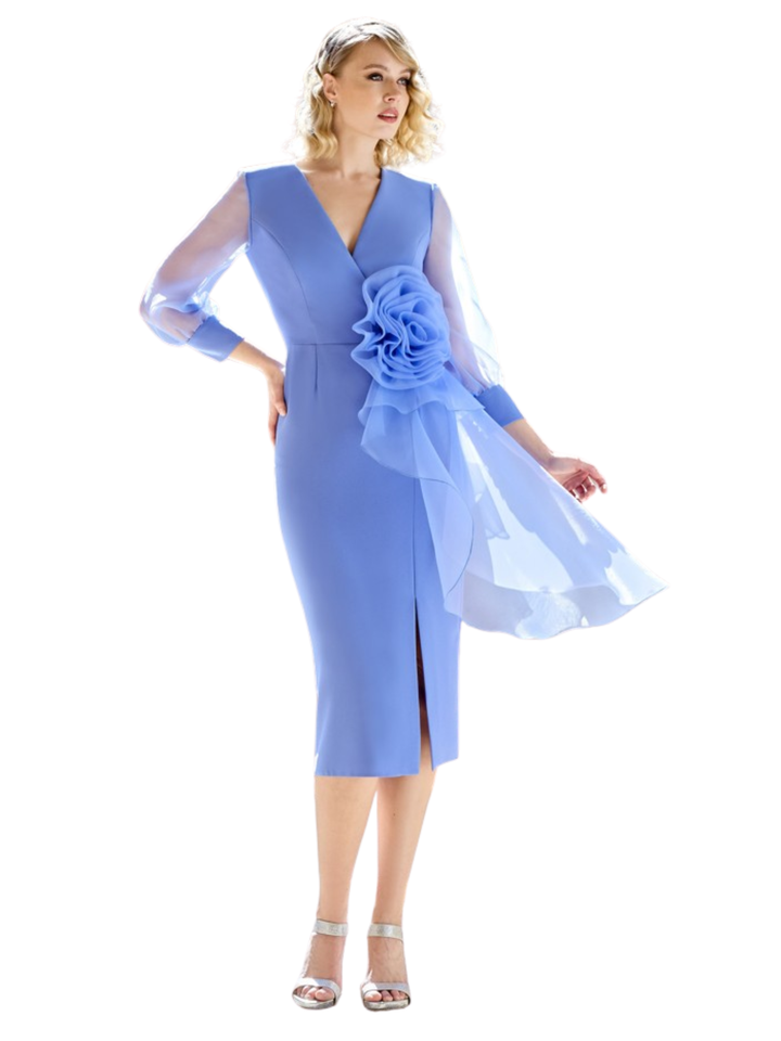 Rosette Dress - Blue