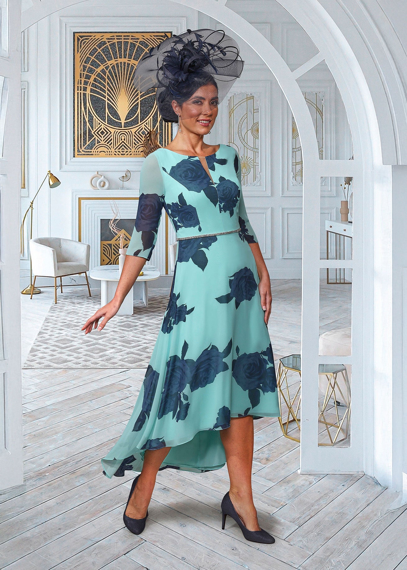 Floral Dipped Hem Dress – Justina Clothing