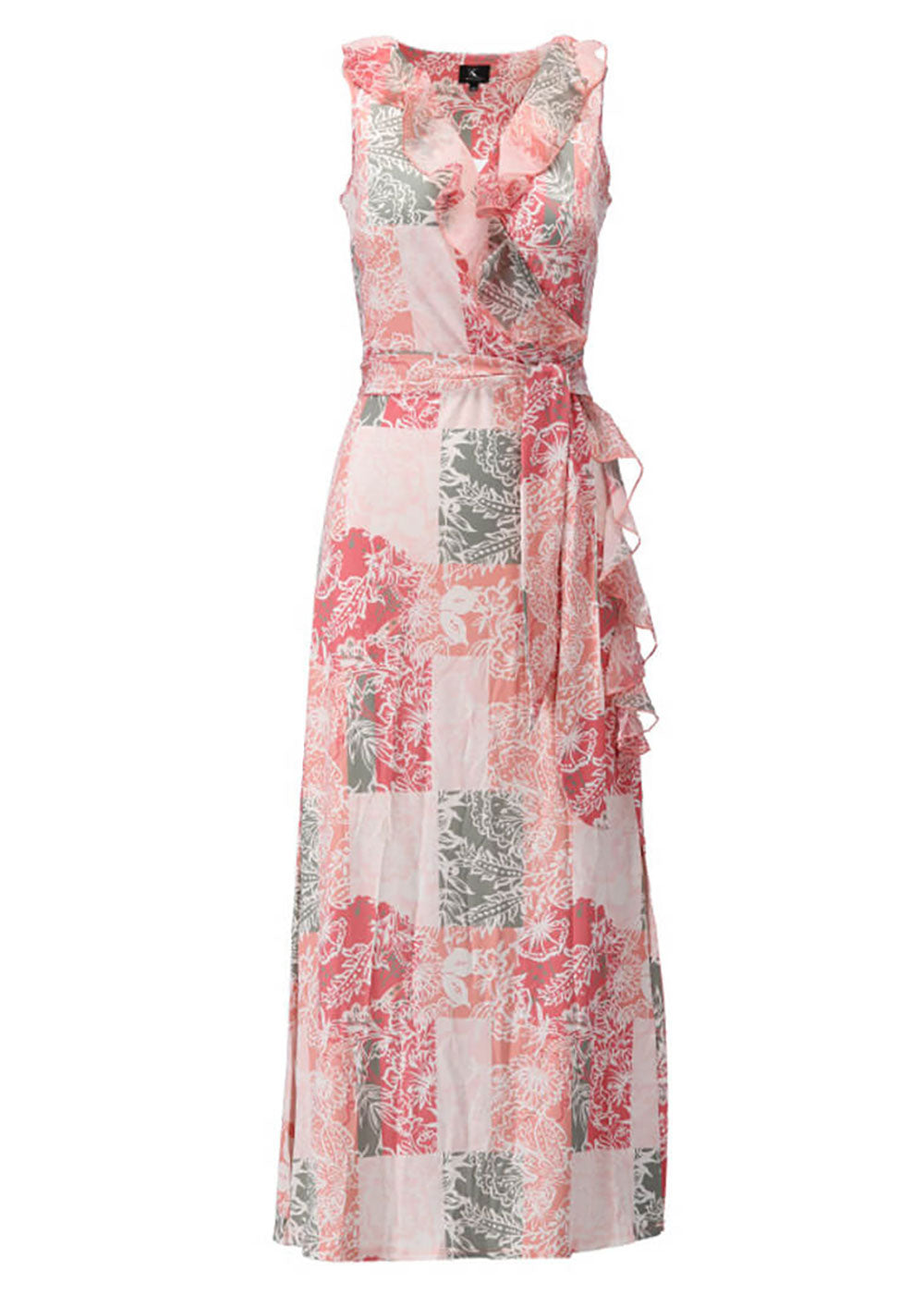 K-Design Pink Patchwork Print Maxi Dress