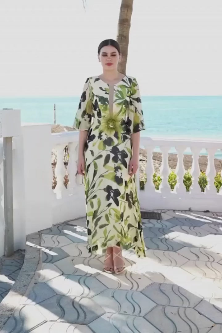 Floral Print Dress - Green