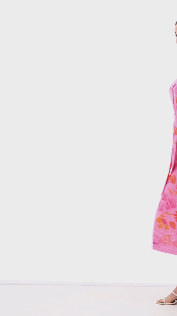 Pink Print Shirt Dress