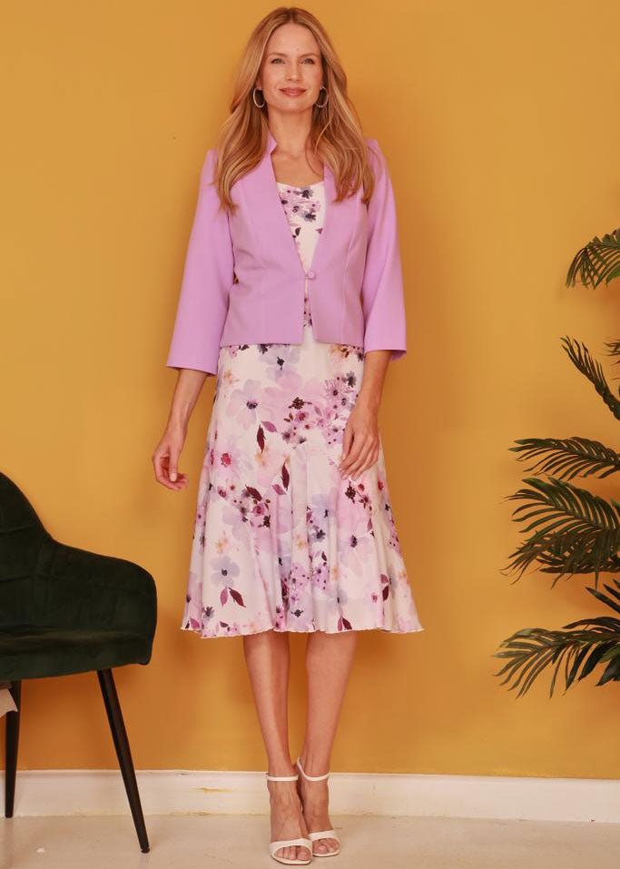 Glitz Lilac Floral Dress & Jacket
