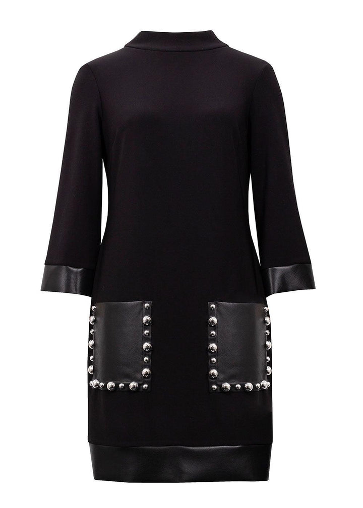 Joseph Ribkoff Faux Leather Rim Dress - Justina Clothing