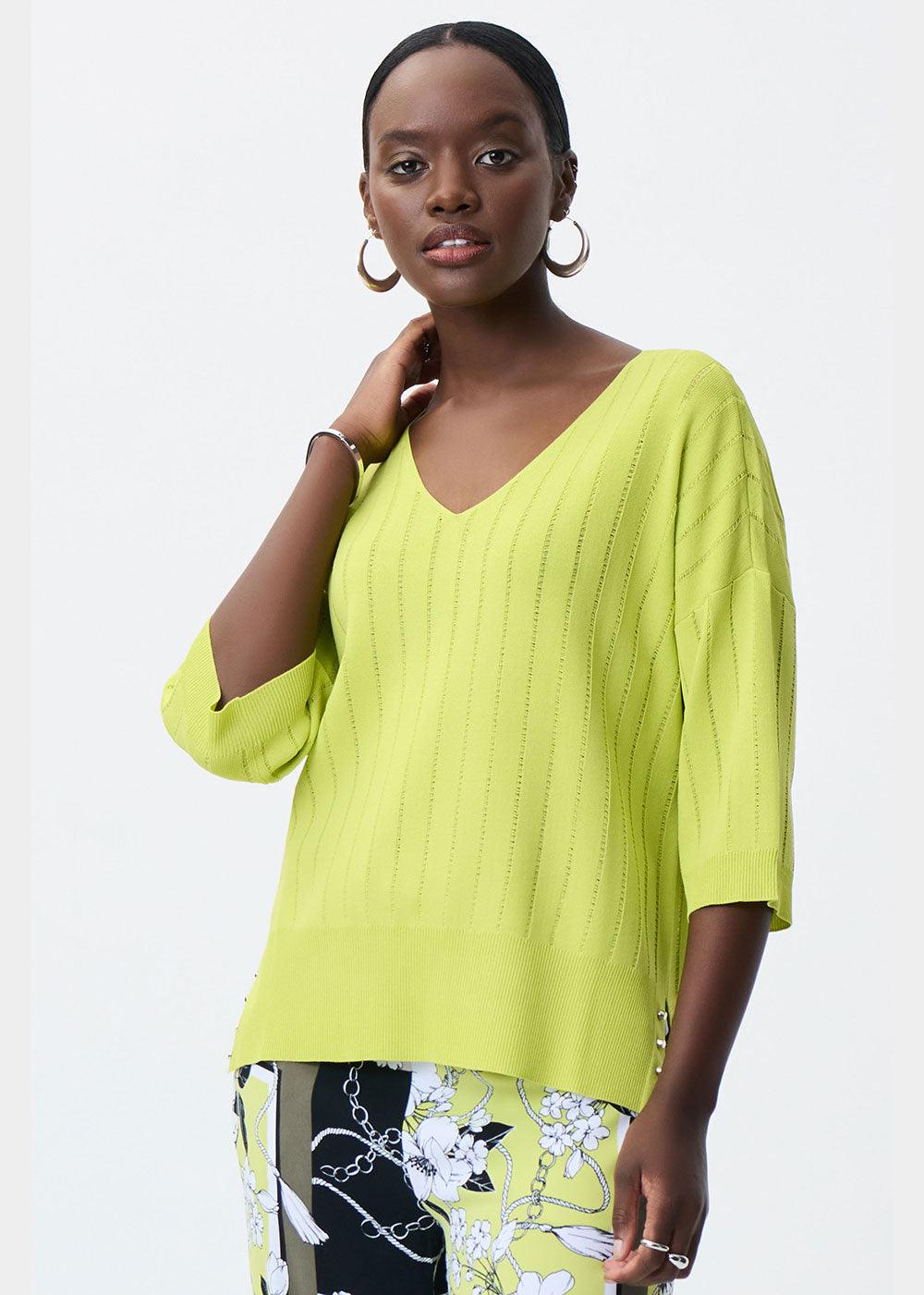 Joseph RibkoffV-Neck Knit Top - Justina Clothing