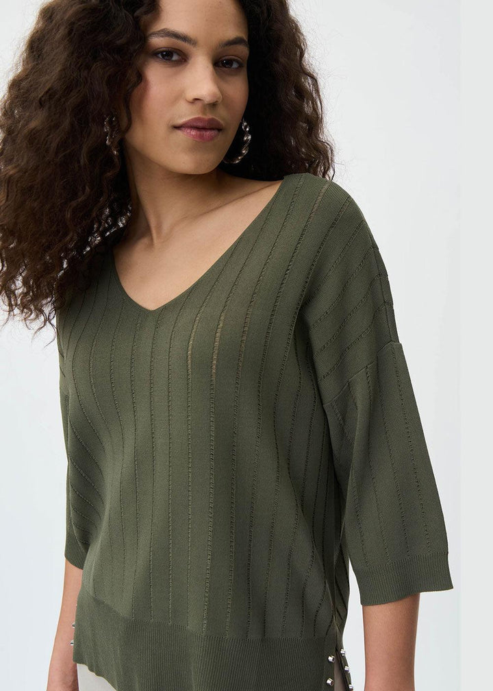 Joseph RibkoffV-Neck Knit Top - Justina Clothing