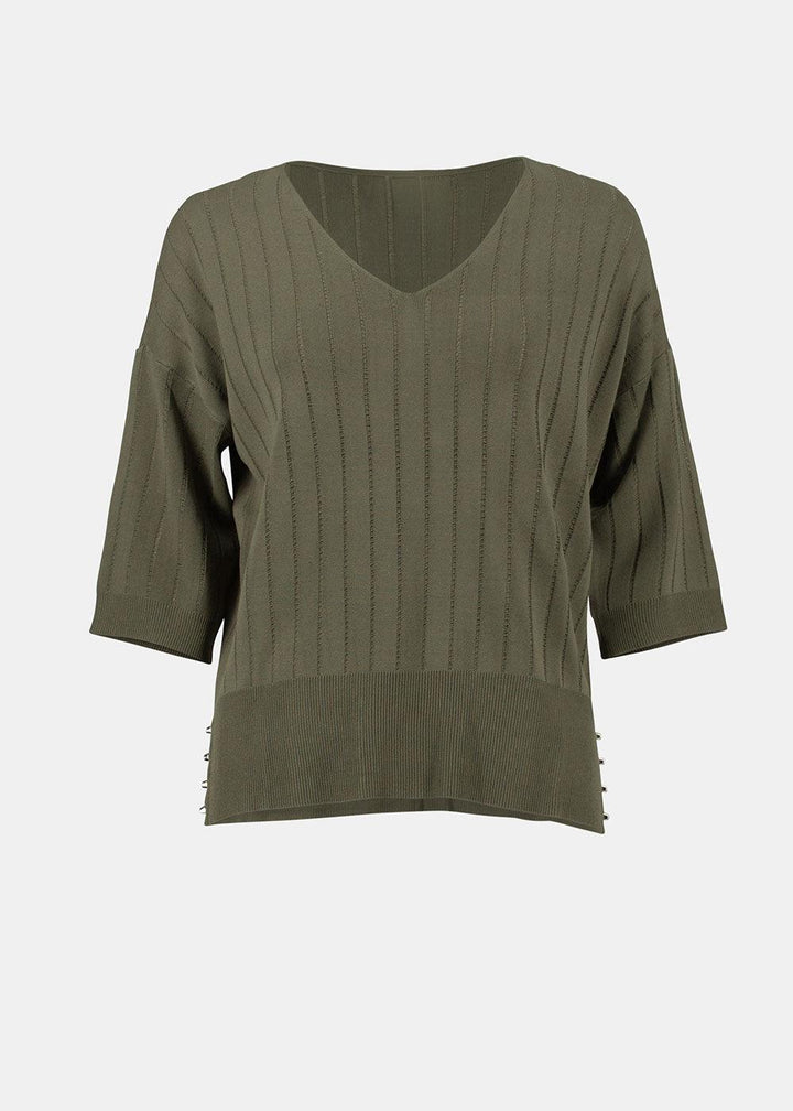 Joseph RibkoffV-Neck Knit Top - Justina Clothing