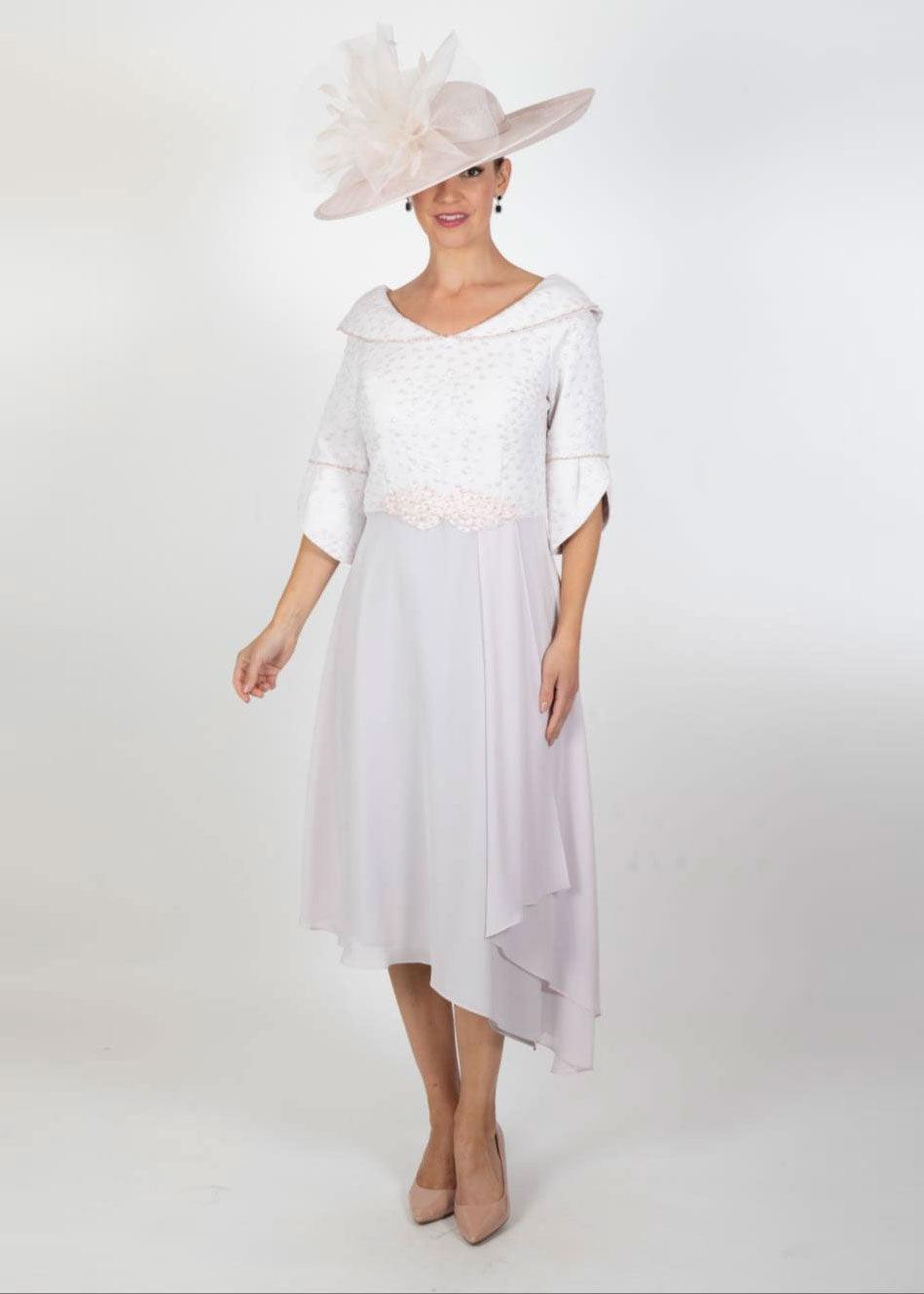 Lizabella Chiffon Blush Dress - Justina Clothing