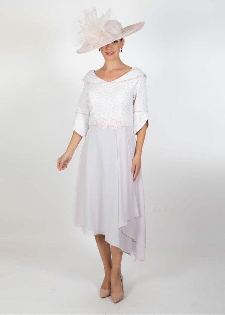 Lizabella Chiffon Blush Dress - Justina Clothing