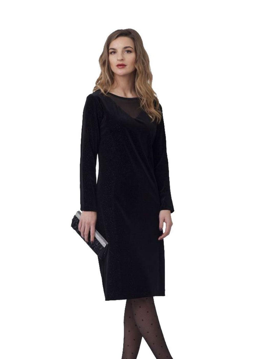 Allison Black Velvet Dress - Justina Clothing