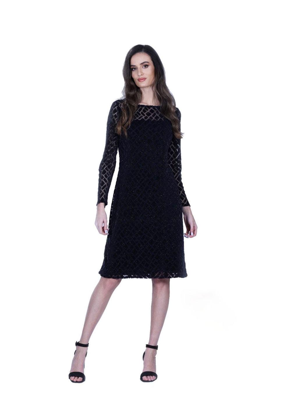 Allison Navy Square Dress - Justina Clothing