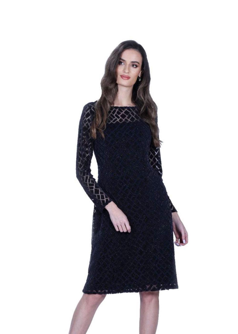 Allison Navy Square Dress - Justina Clothing