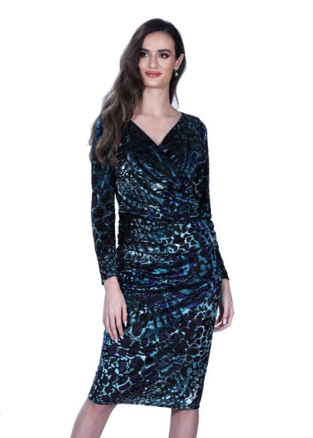 Allison Animal Wrap Dress - Justina Clothing