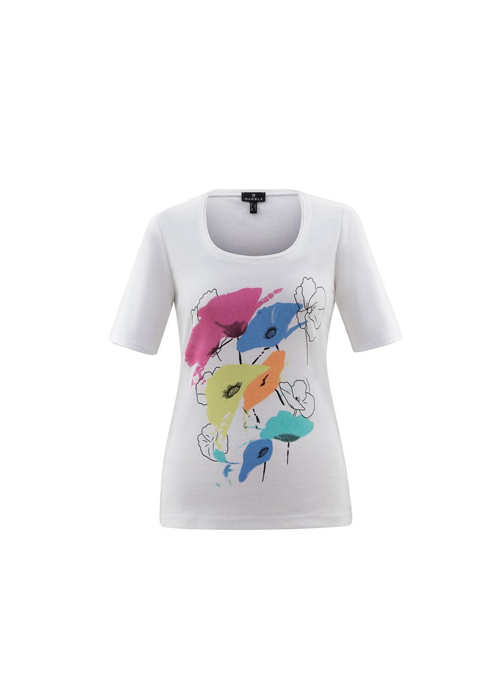 Marble Flower Print T-shirt - Justina Clothing