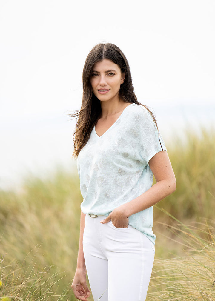 Marble V Neck Top