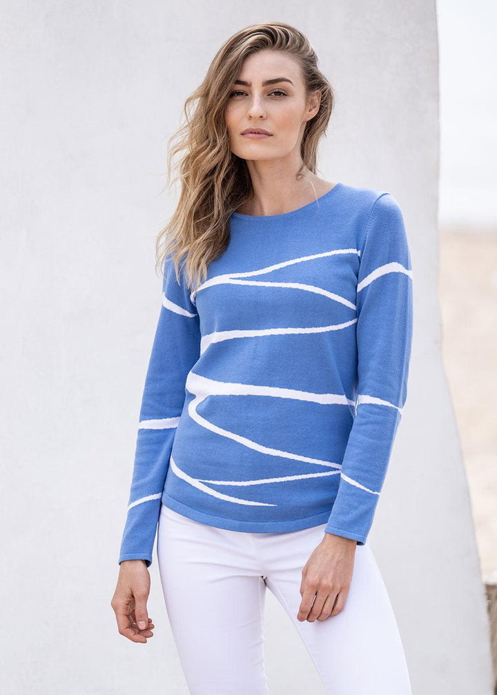 Marble Art Stripe Sweater - Justina Clothing