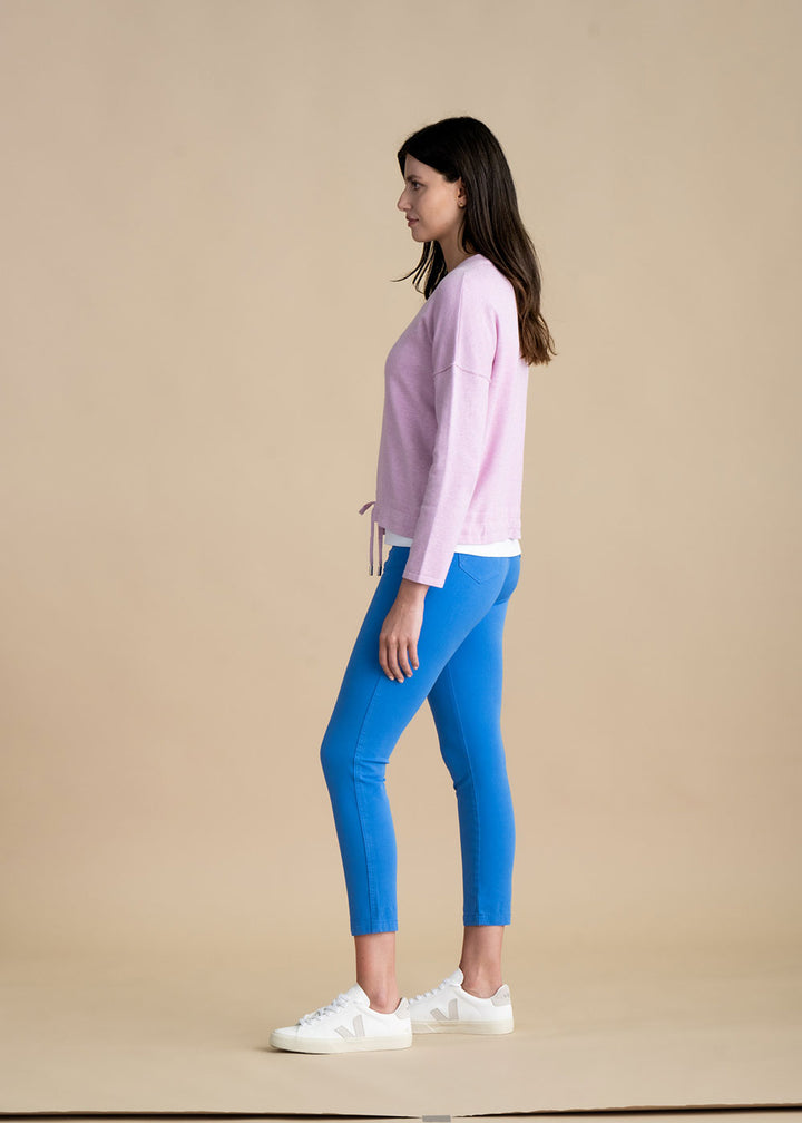 Marble V-Neck Sweater with Drawstring