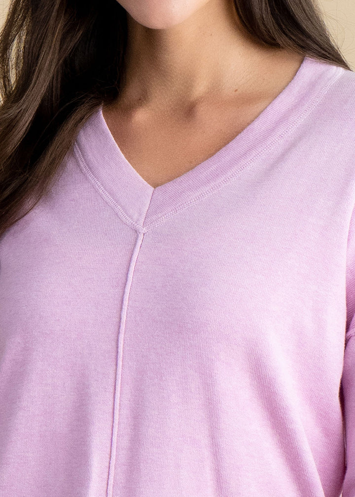 Marble V-Neck Sweater with Drawstring