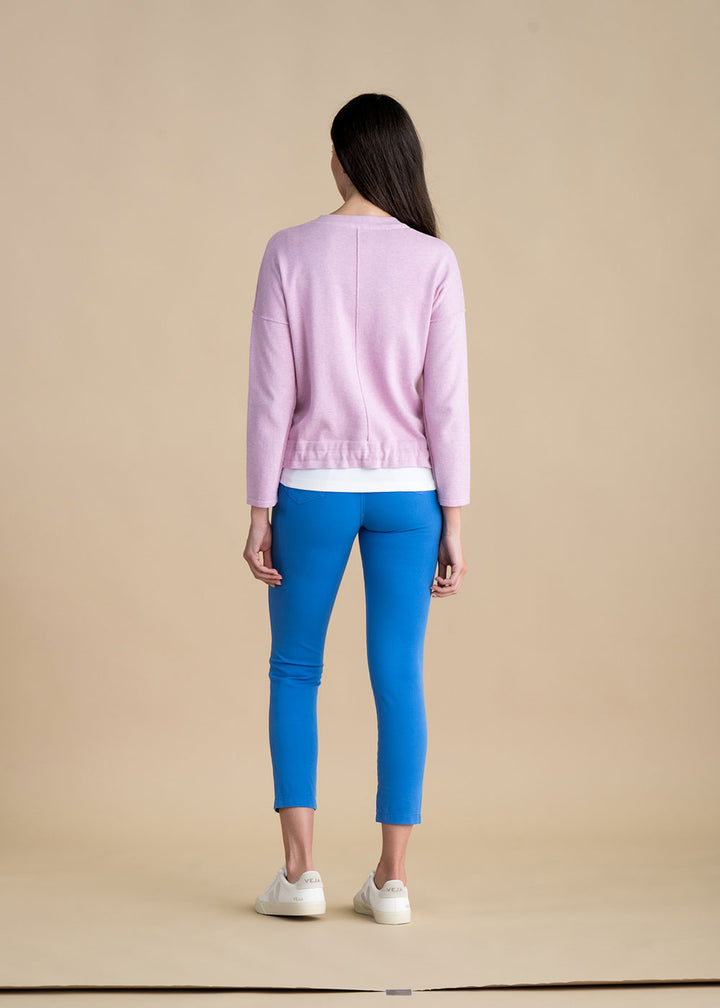 Marble V-Neck Sweater with Drawstring