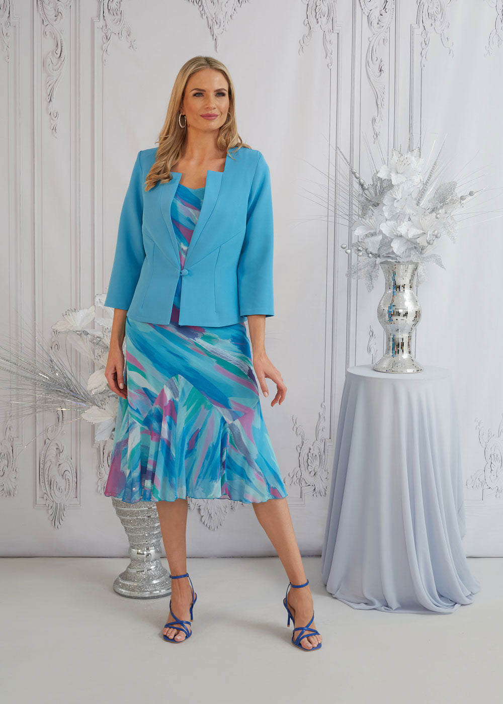 Glitz Turquoise Dress & Jacket