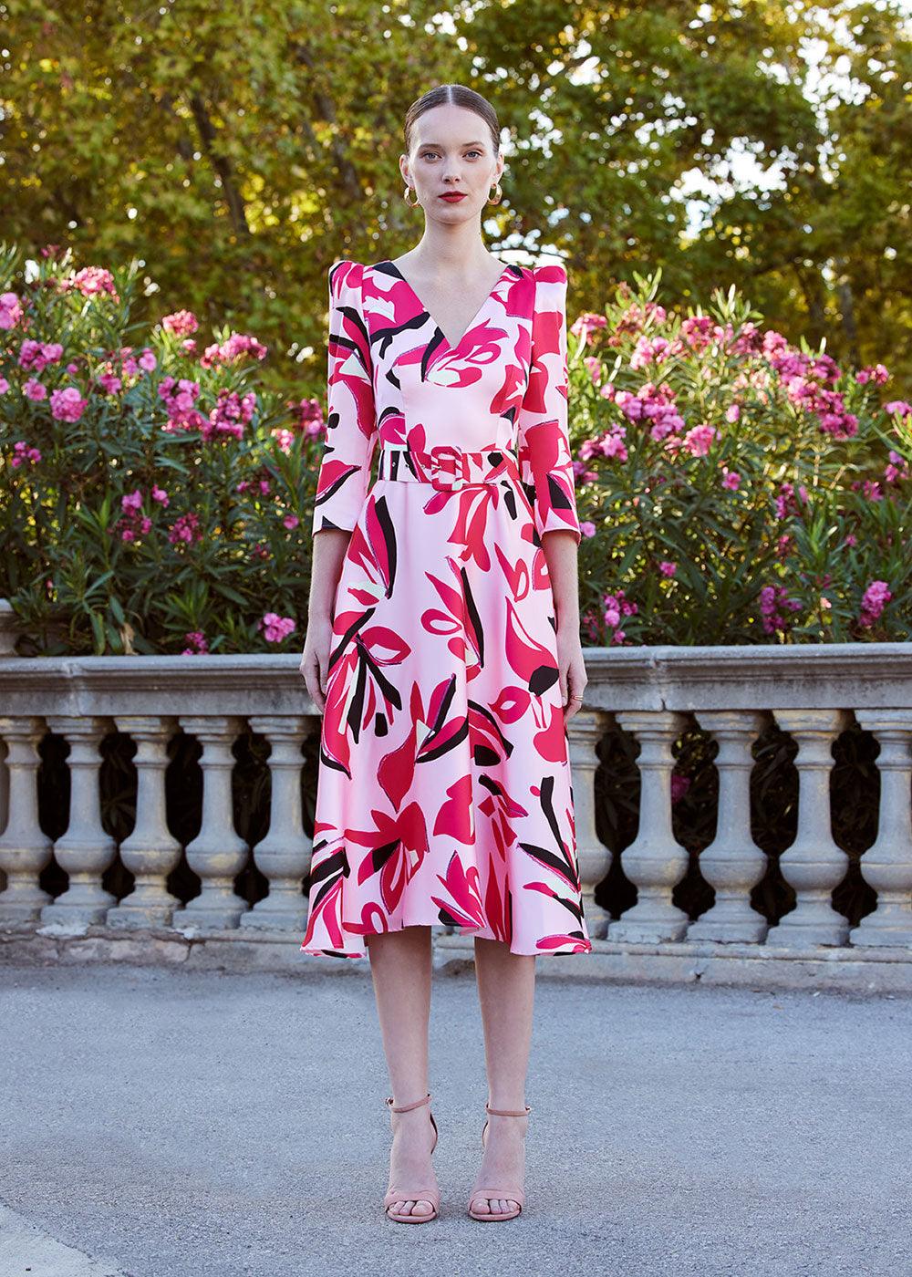 Carla Ruiz Full Skirt Print Dress - Justina Clothing