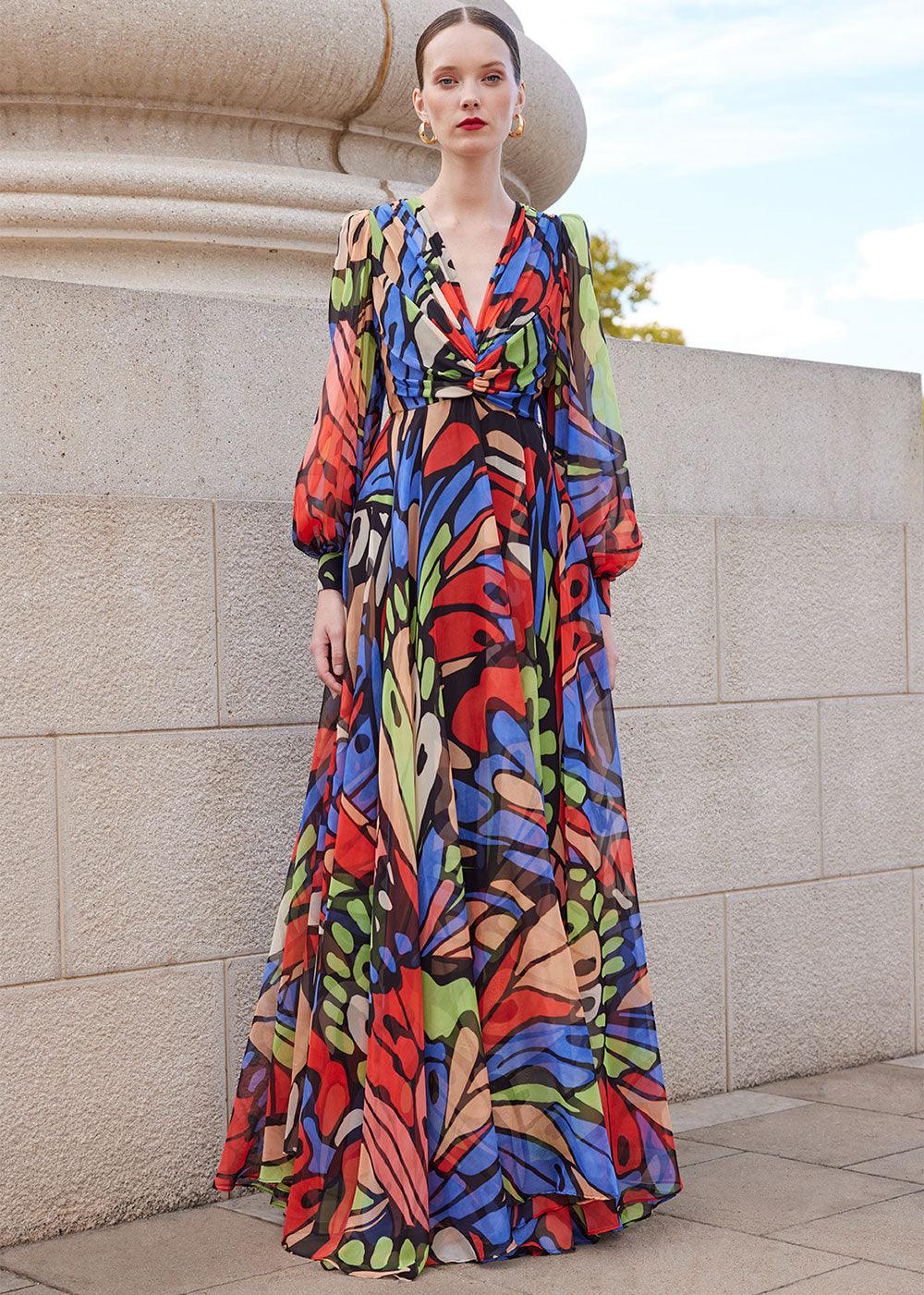 Carla Ruiz Long Dress With Sleeves - Justina Clothing