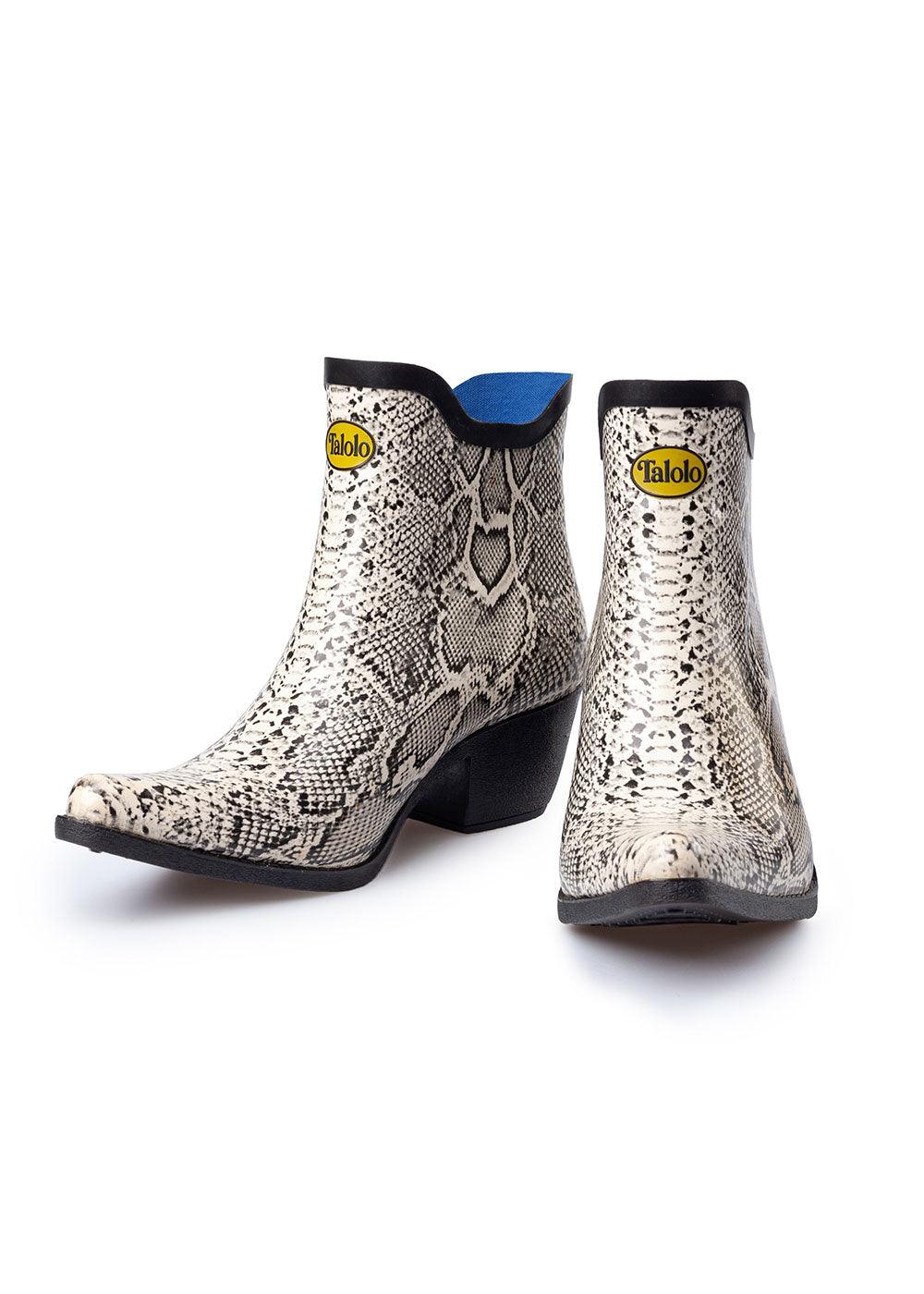 Talolo Lizzie Snake Print Cowboy Boot Ankle Wellies - Justina Clothing